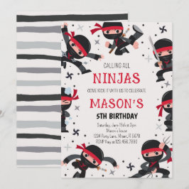 Red Ninja Warrior Martial Arts Birthday Inbjudningar