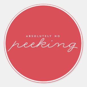 Red No Peeking-julklapp Runt Klistermärke