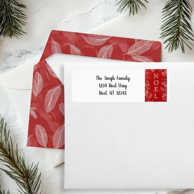 Red "Noel"-Returadress Returadress Etikett (Red noel envelope)