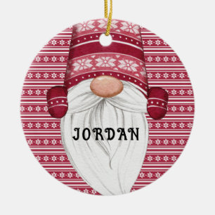 Red Nordic Gnome Personlig Julgransprydnad Keramik