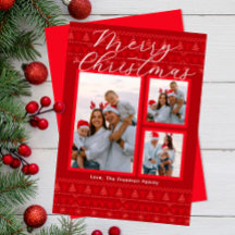 Red Nordic Multi-Photo God jul Card