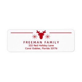 Red Nordic Reindeer Helgdag Return-adressetikett Returadress Etikett