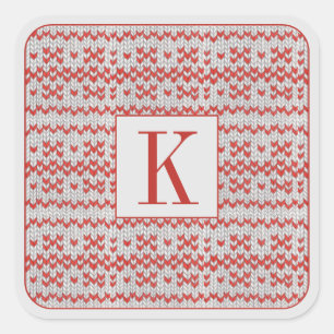 RED NORDIC STICKA Large Square Stickers + Initial Fyrkantigt Klistermärke