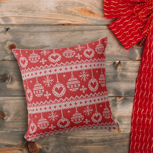 Red Nordic Stil jul Bulb Kudde (Skapare uppladdad)