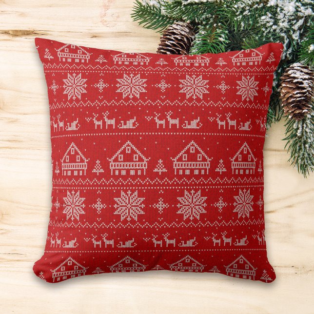 Red Nordic Stil Sweet Home-jul Kudde (Skapare uppladdad)