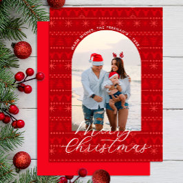 Red Nordic Sweater God jul Photo Card Anteckningskort