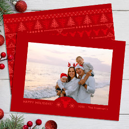 Red Nordic Sweater jul Photo Card Anteckningskort