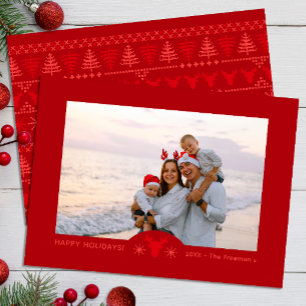 Red Nordic Sweater jul Photo Card Anteckningskort