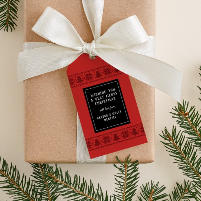 Red Nordic Sweater jul Presentetikett (Skapare uppladdad)