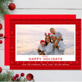 Red Nordic Sweater Mönster Helgdag Photo Card Julkort