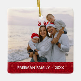 Red Nordic Two Photo jul Family Ornament