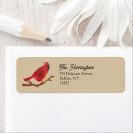 Red Northern Cardinal Kraft Brown Returadress Returadress Etikett