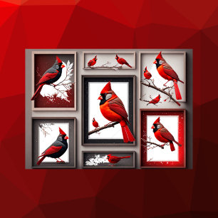 Red Northern Kardinal Bird Postcard Vykort