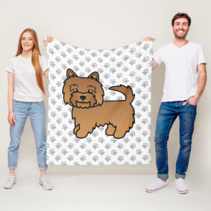 Red Norwich Terrier Tecknad hund & Tassar Fleecefilt