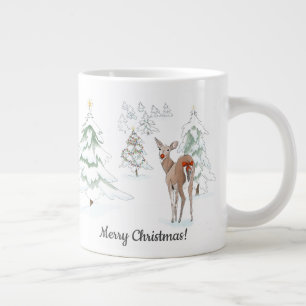 Red Nose-Hjorten i Snowy Wood-Helgdag Jumbo Mugg