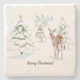 Red Nose-Hjorten i Snowy Wood-Helgdag Stenunderlägg
