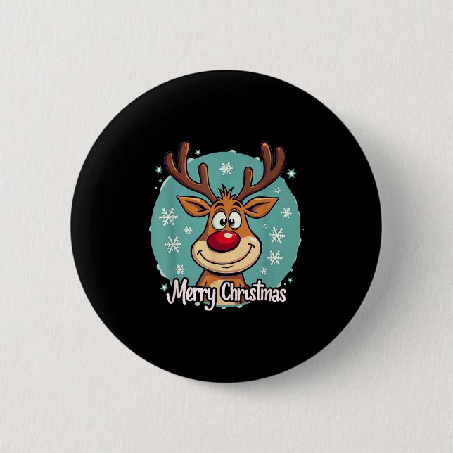 Red Nose Reindeer Funny Merry Christmas Men Women  Knapp (Framsida)