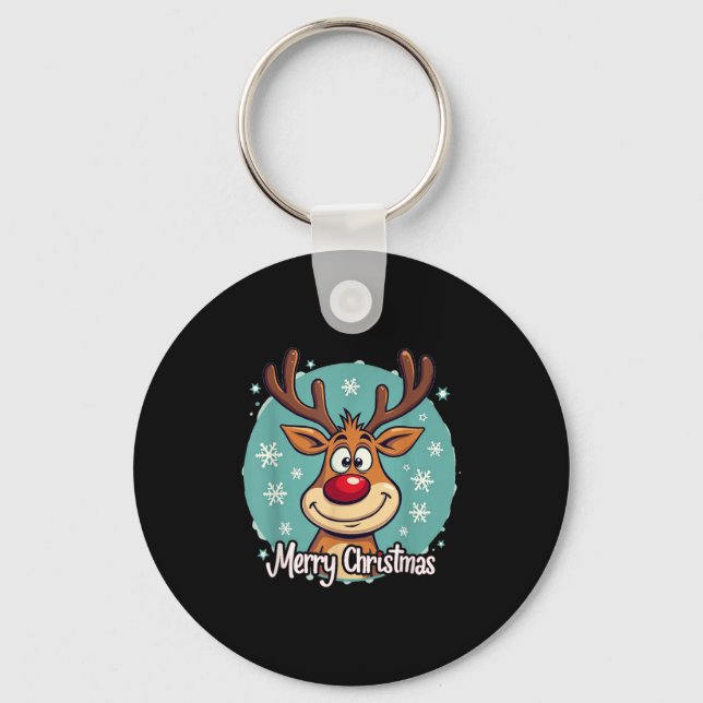 Red Nose Reindeer Funny Merry Christmas Men Women  Nyckelring (Framsida)
