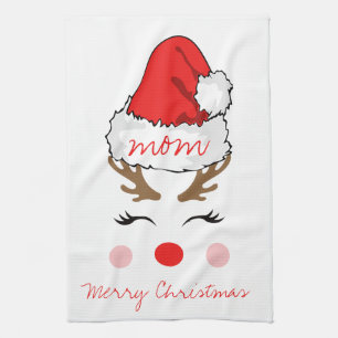 Red Nose Reindeer Santa's Hat God jul Mamma Kökshandduk