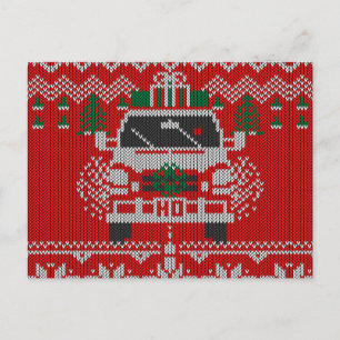 Red Nposed Helgdag Van Driver Ugly Sweater Stil Helg Vykort