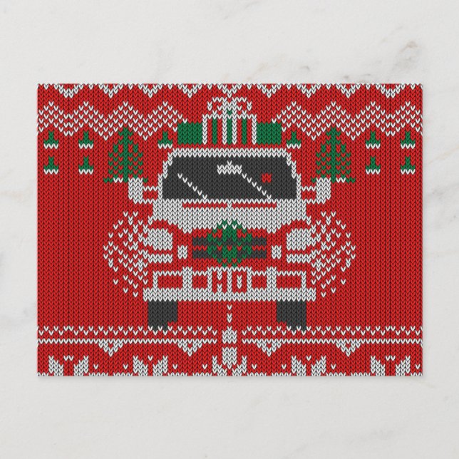 Red Nposed Helgdag Van Driver Ugly Sweater Stil Helg Vykort (Framsida)