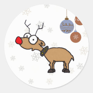 Red Nposed Reindeer Runt Klistermärke