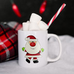 Red Nposed Santa Kaffemugg<br><div class="desc">Cute helgdag-kaffet mugg sportar en visktomt med stor röd näsa och ljusa gröntar. Redigera textrutan "Ho Ho Ho" i mitten. Du kan välja mellan olika stilar.</div>