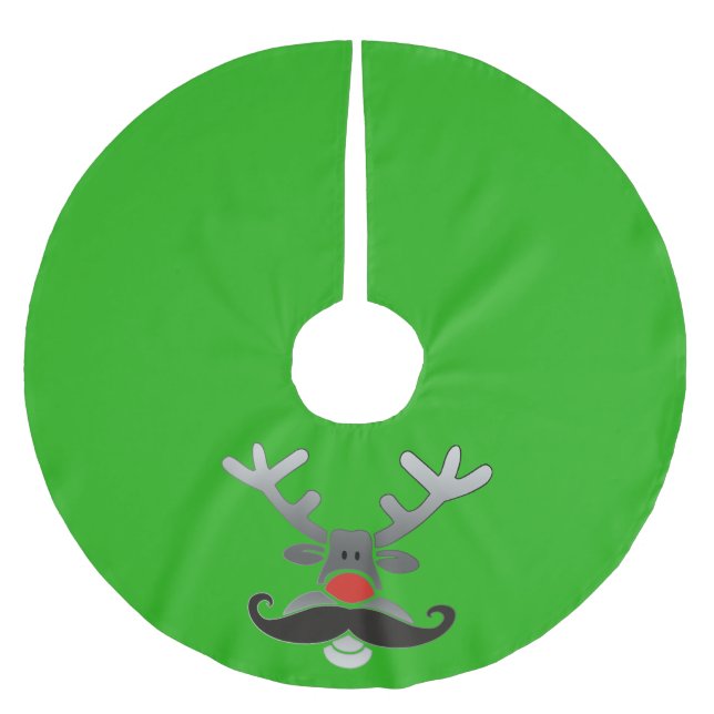 Red NSES med Mustache Julgransmatta Borstad Polyester (Framsidan)
