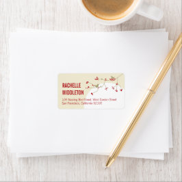 Red Ntestd Bird Family Simple Baby Shower Adress Adressetikett