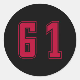 Red Number 61 Team Junior Sports numrerad enhetlig Runt Klistermärke