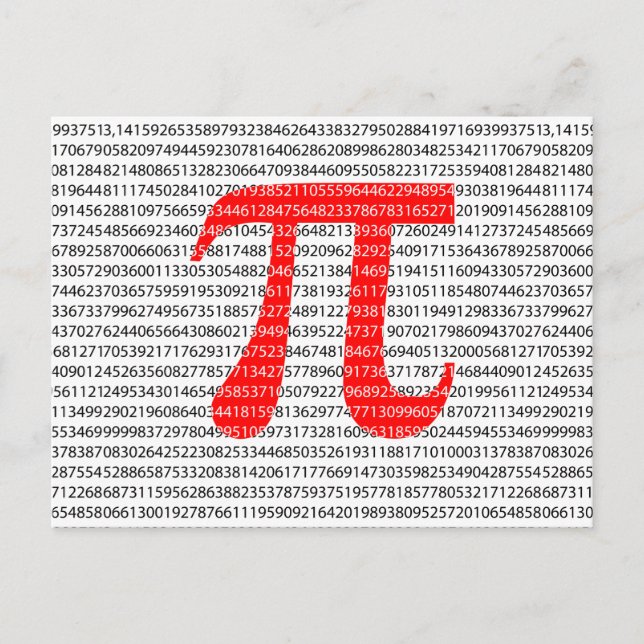 Red Number pi är en matematisk konstant symbol Vykort (Framsida)