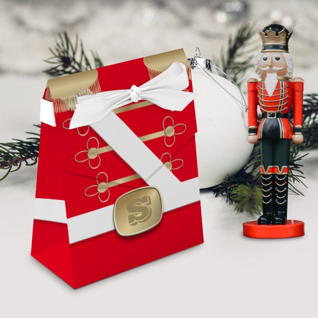 Red Nutcracker Leksak Soldier julfavoritboxar Presentaskar (Fun and festive nutcracker toy soldier inspired little gift boxes with space for your initial/text)