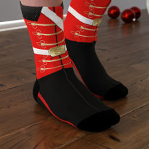 Red Nutcracker Leksak Soldier Uniform jul Socks