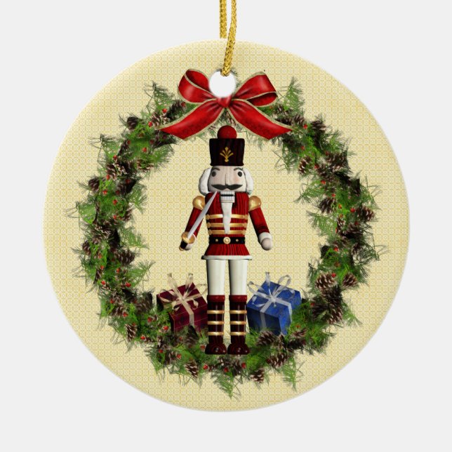 Red Nutcracker Utandningsrund Ornament (Framsidan)