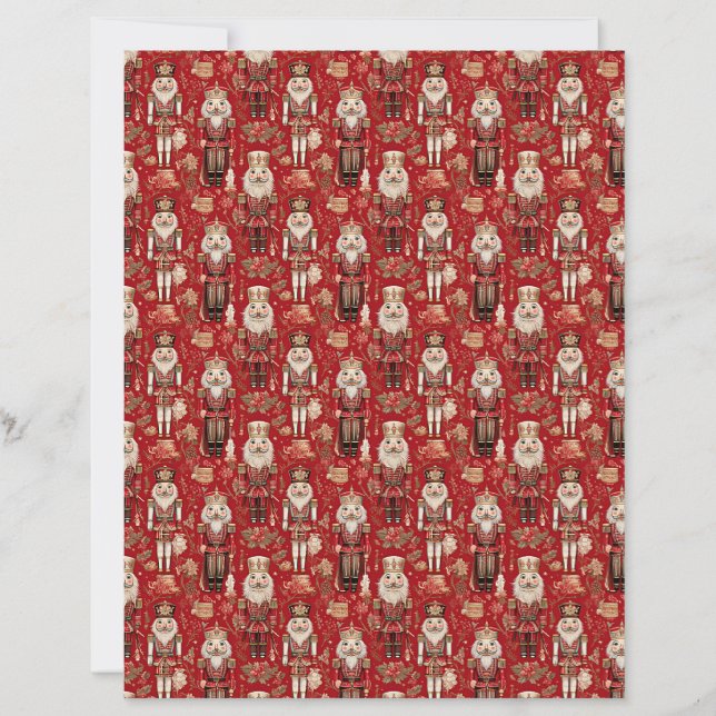 Red nutcrackers pattern Christmas craft paper (Framsida)