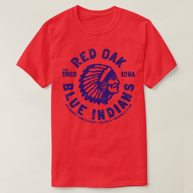 Red Oak Blue Indians T Shirt (Design framsida)