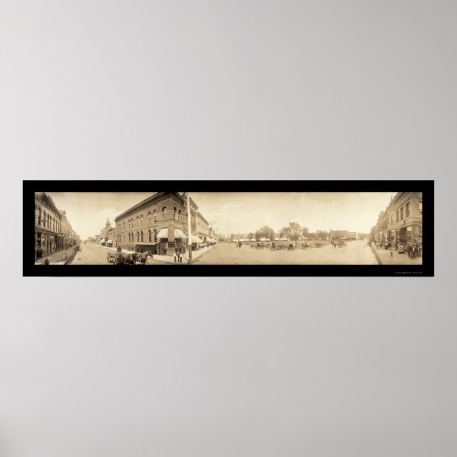 Red Oak IA Street Photo 1908 Poster (Framsidan)