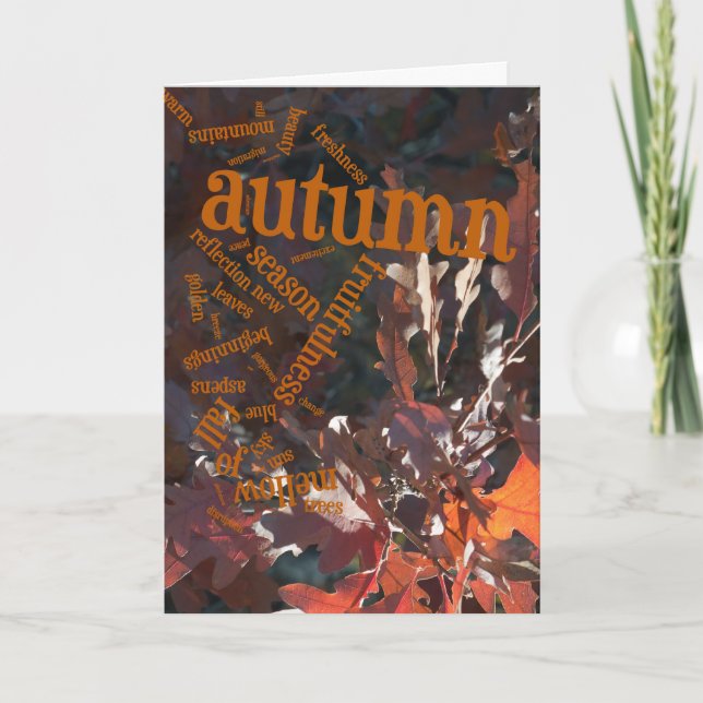 Red Oak Löv and Ord Art Thanksgiving Card Helgkort (Framsida)