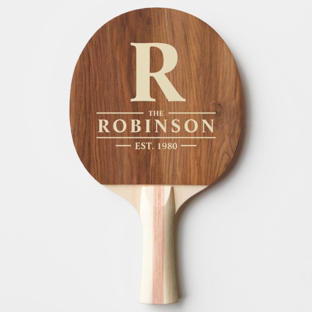 Red Oak Wood Family Name & Initial Pingisracket (Framsidan)