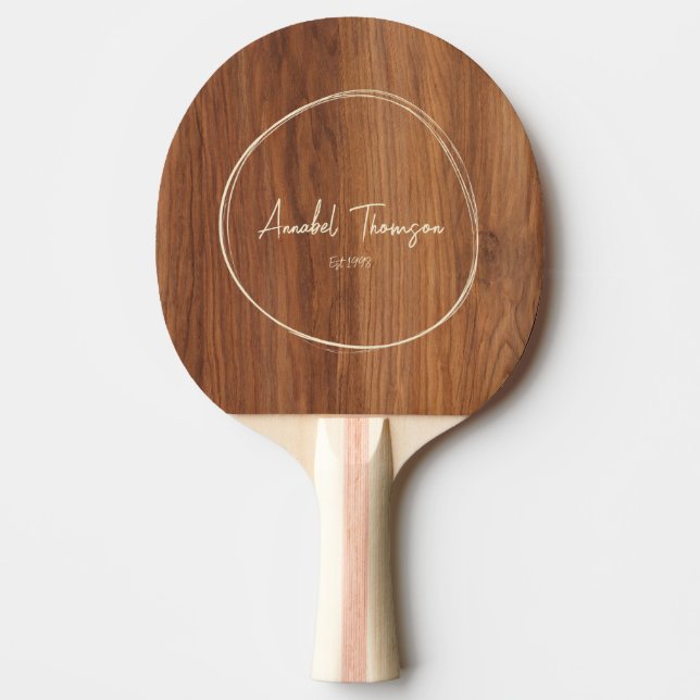 Red Oak Wood Name in Drawn Circle  Pingisracket (Framsidan)