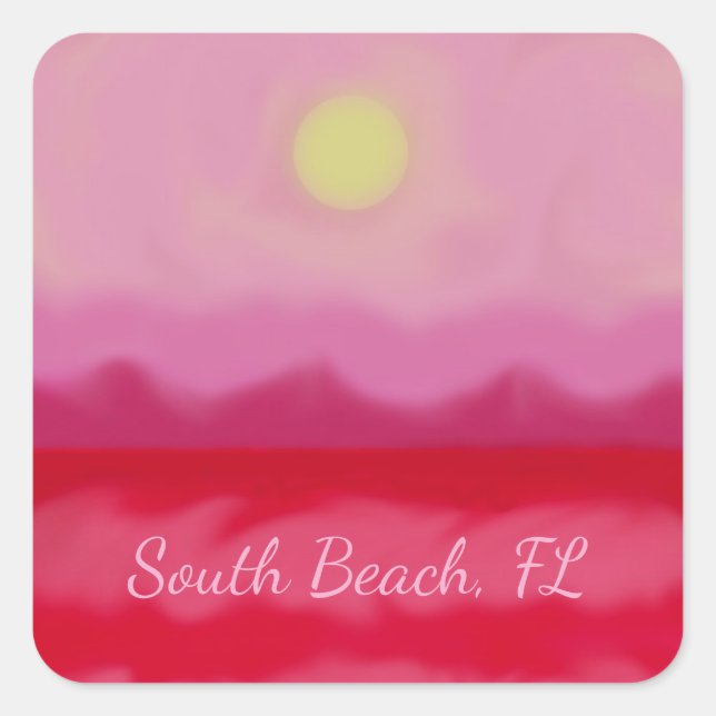 Red Ocean Sticker Fyrkantigt Klistermärke (Framsida)