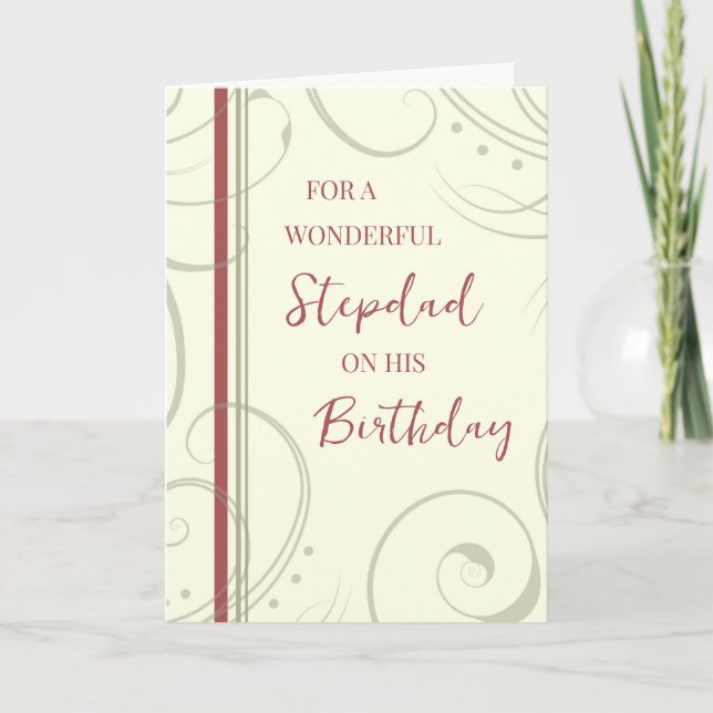 Red och Beige Stepdad Birthday Kort (Framsida)