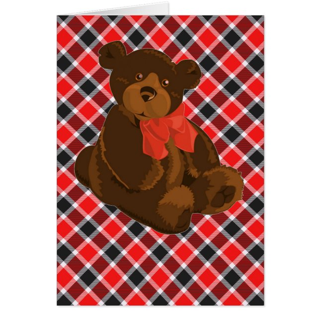 Red och Black Tartan Hälsningskort (Framsidan)