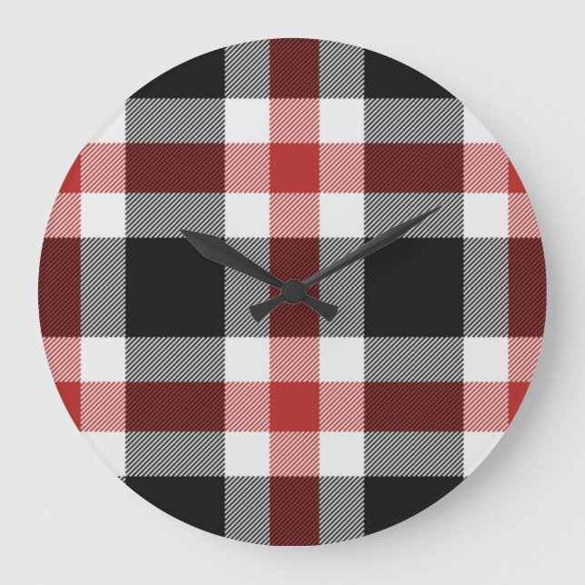 Red och Black Tartan Stor Klocka (Framsida)