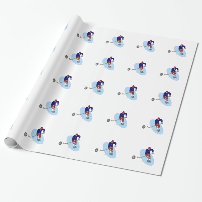 RED OCH BLUE HOCKEY PLAYER PRESENTPAPPER (Utrullad)