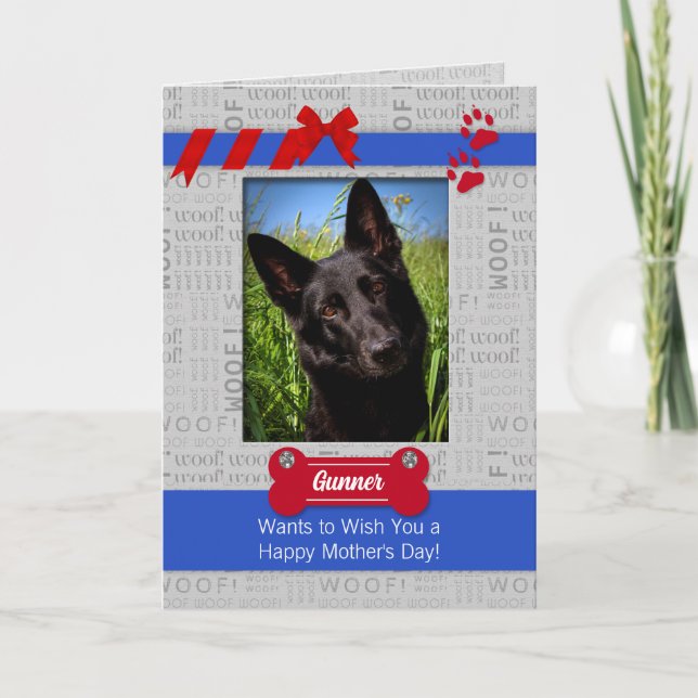 Red och Blue Mors dag från Hund Photo Kort (Framsida)