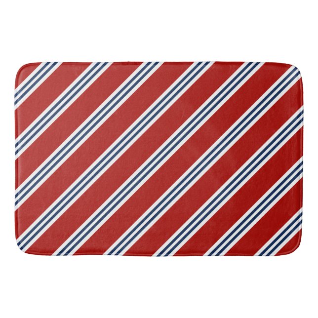 Red och Blue Preppy Rand Badrumsmatta (Framsidan)