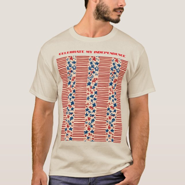 Red och Blue Stars och stripes T-Shirt (Framsida)