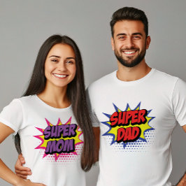 Red och Blue Toppen Hero Pappa Fars dag T Shirt