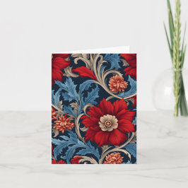 Red och Blue William Morris Art nouveau Valentine Helgkort
